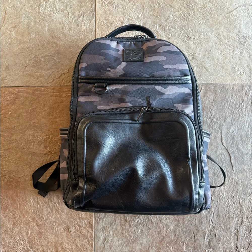 Itzy Ritzy Camo Baby Backpack in Gray and Black